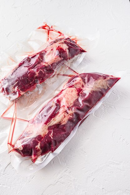 Vacuum packed organic raw beef