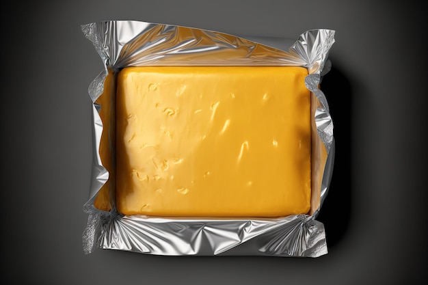 사진 회색의 진공 포장된 유기농 샤프 체다 치즈 배경