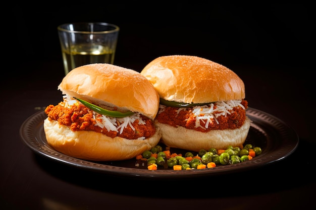 Photo vada pav iconic indian street food of mumbai a delicious vegetarian snack