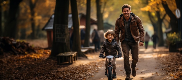 vader fietst met zijn kind Generatieve AI