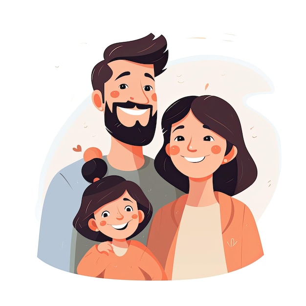 Foto vader met familie vadersdag vectorkunst in cartoon platte stijl