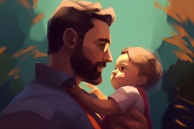 Vaderdagillustratie van vader met zijn kind