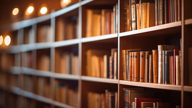 Vage boekenplank in de bibliotheekruimte onderwijs terug naar school Generatieve AI