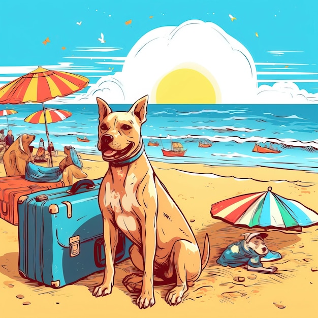 Vakantie koffer zee zonnig ai gegenereerd hoge kwaliteit illustratie