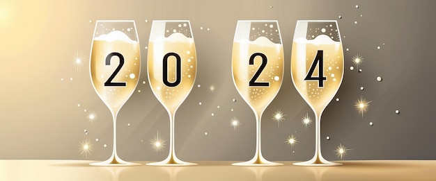 Foto vakantieachtergrond met nieuwjaarsballen en glazen champagne