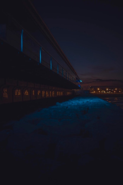 valencia beach at night, seen from the harbor, Spain