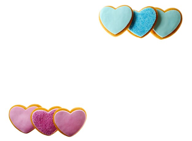 Foto valentijn hart cookies geïsoleerd op wit