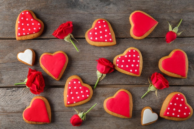 Valentijn hart cookies op houten achtergrond