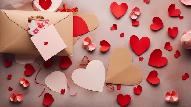 Valentijn vakantie achtergrond met cadeau envelop