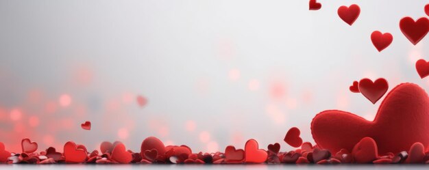 Valentijnsdag abstract wazige achtergrond met rode harten generatieve ai
