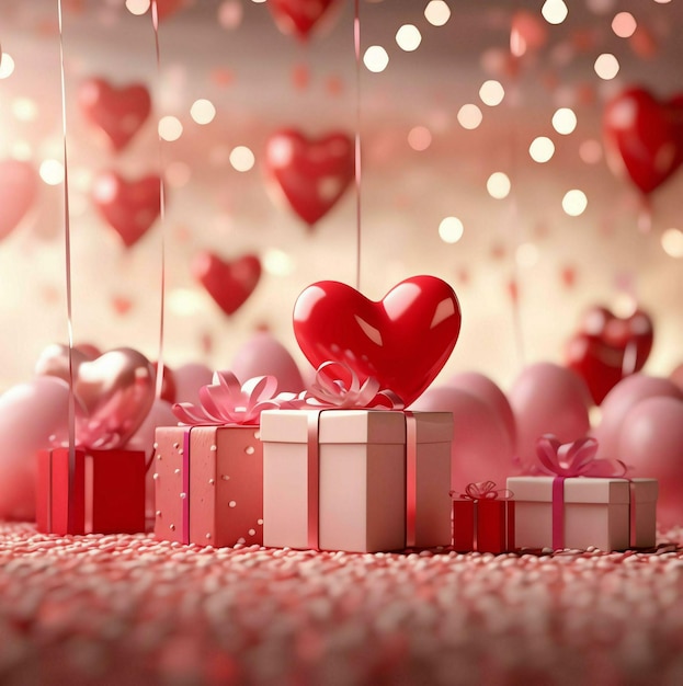Valentijnsdag achtergrond met dozen geschenkdoos met hart valentijnsdags achtergrond