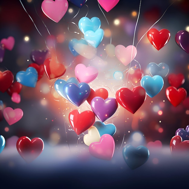 Valentijnsdag achtergrond met harten 3d rendering getoneerde afbeelding