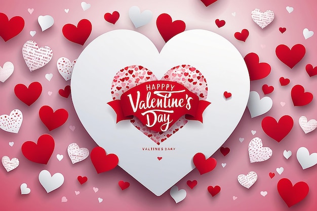 Valentijnsdag achtergrond met hartpatroon en typografie van gelukkige valentijnsdag tekst Wallpaper