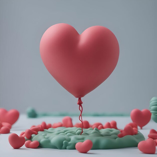 Foto valentijnsdag achtergrond met hartvormige ballon en kopieer ruimte