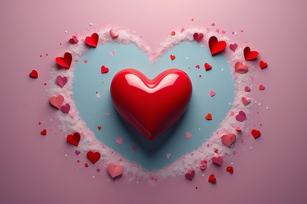 Valentijnsdag achtergrond met rood hart Liefde Roze liefdesillustratie op Valentiijnsdag