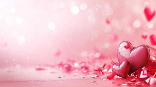 Valentijnsdag achtergrond met roze harten en kopieerruimte gemaakt met generatieve ai