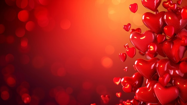 Valentijnsdag achtergrondbanner met abstract panorama van rode harten voor liefde
