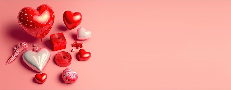 Foto valentijnsdag banner met een opvallende rode 3d hartvorm