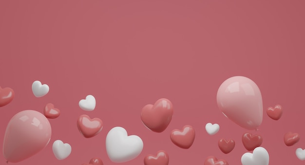 Valentijnsdag concept, roze en witte harten ballonnen