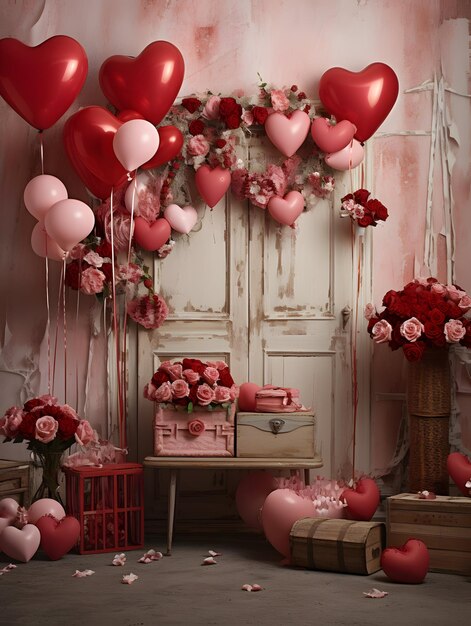 Valentijnsdag digitale achtergrond verliefde paar hart