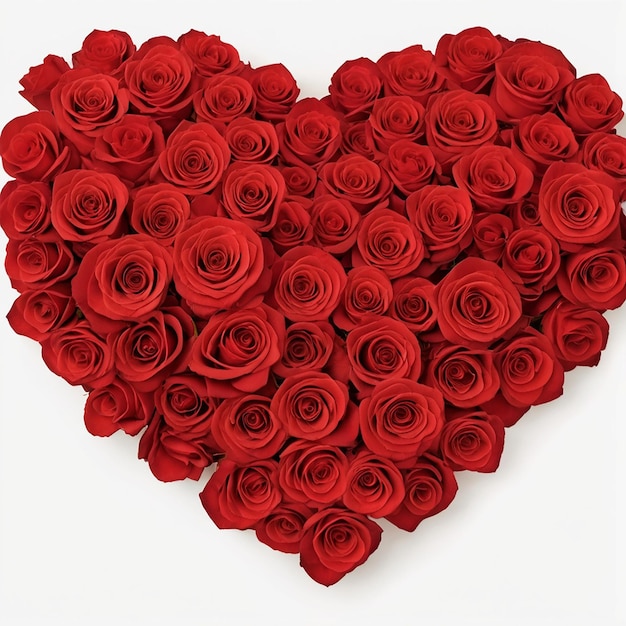 Valentijnsdag hart gemaakt van rode rozen geïsoleerd op een witte achtergrond