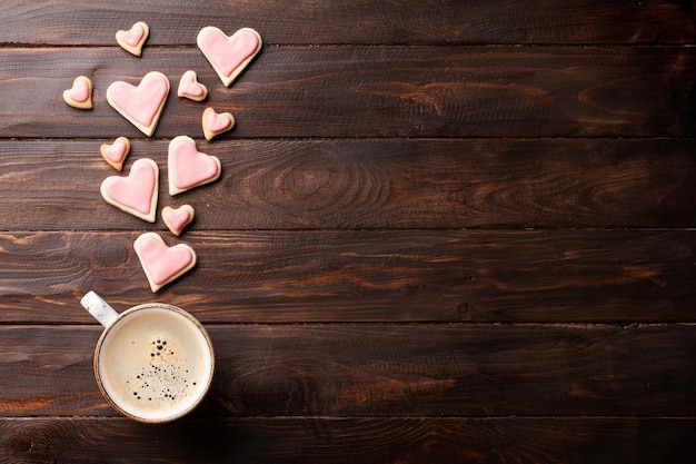 Valentijnsdag hartkoekjes en koffie