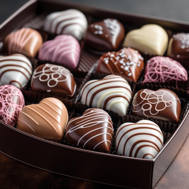 Valentijnsdag hartvormige chocolade in een doos