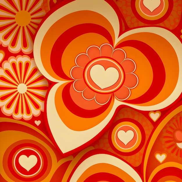Valentijnsdag jaren 70 stijl patroon illustratie