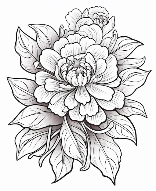 Valentijnsdag Liefde Geschenk Kleurblad met bloemen in tatoeage stijl