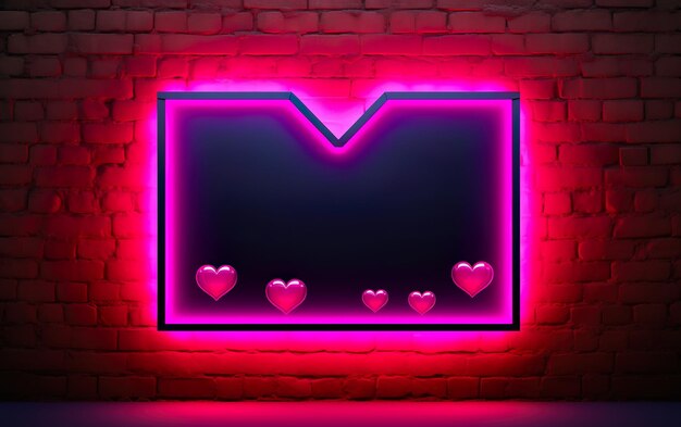 Foto valentijnsdag neon frame met harten i