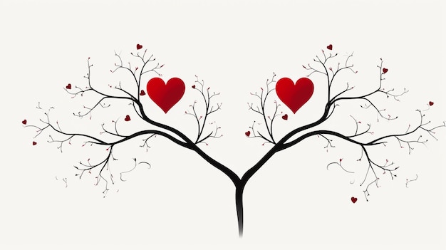 Valentijnsdag poster met ook het minimalistische silhouet van twee verweven harten