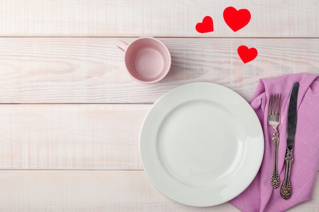 Valentijnsdag romantische tafel instelling