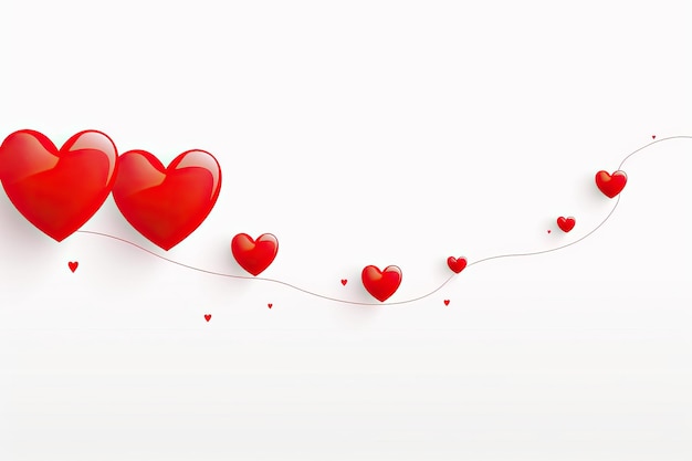Valentijnsdag rood hart patroon vliegen op en neer met de lijn in de stijl van witte achtergrond