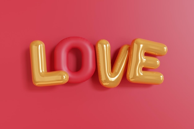 Valentijnsdag roze achtergrond met LOVE belettering 3D-rendering