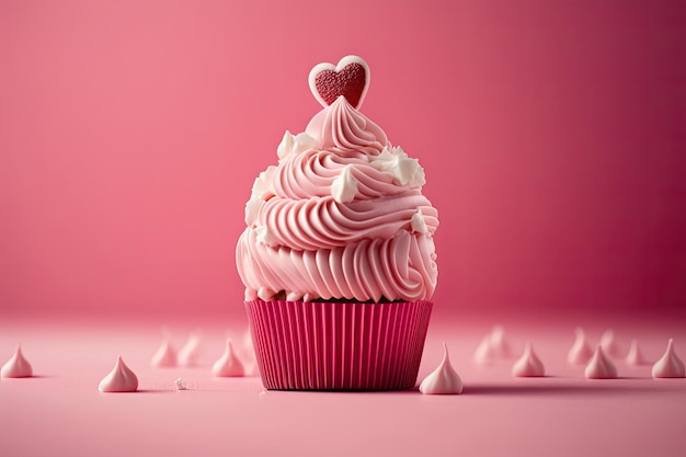 Valentijnsdag roze achtergrond Vanille cupcake versieren