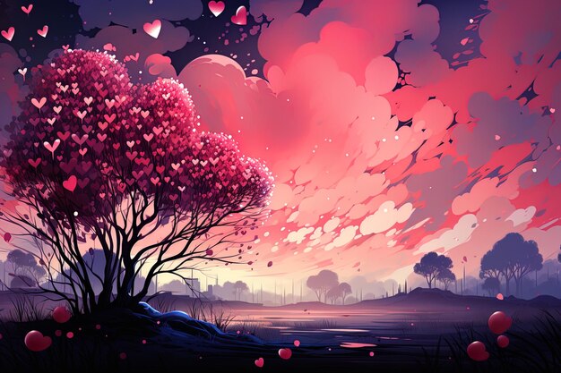 Valentijnsdag roze aquarel achtergrond Ai generatieve kunst