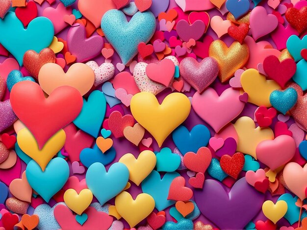 Valentijnsdag stelletje harten die allemaal verschillende kleuren hebben