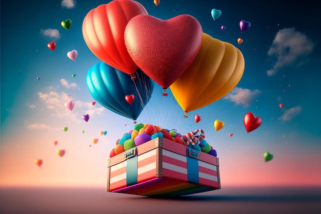 Valentijnsdag vak en ballon op kleur achtergrond Love Romance