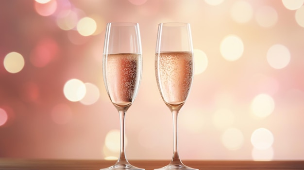 Valentijnsdag viering toast roze champagneglas