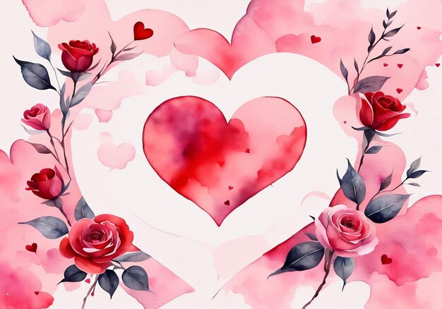 Valentijnsdagkaart met bloemen en vrije ruimte voor tekst gegenereerd door AI