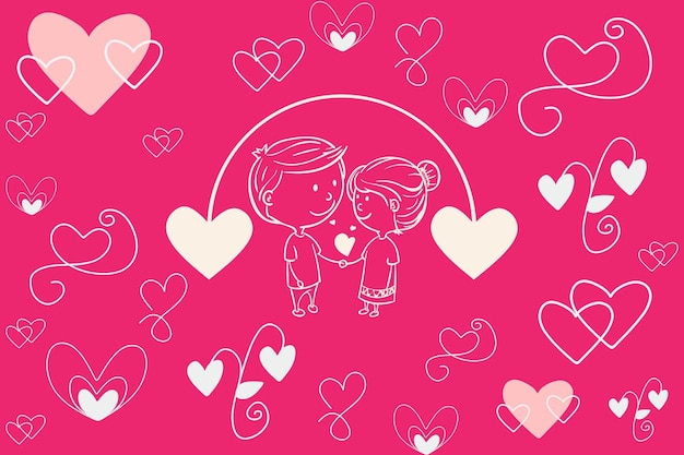 valentijnspaar jongen en meisje romantische illustratie