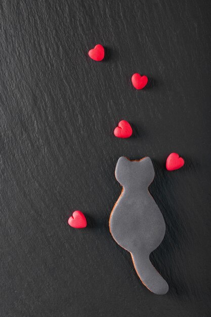 Valentine background black cat cookies