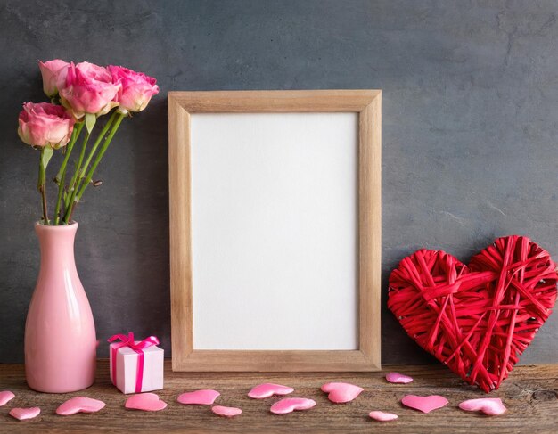 Photo valentine blank mockup decoration with copy space ai generated