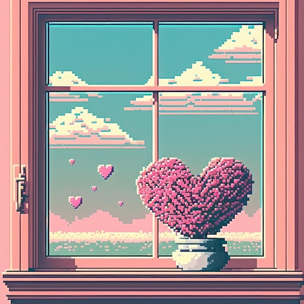 Valentine card background pixel art style graphic