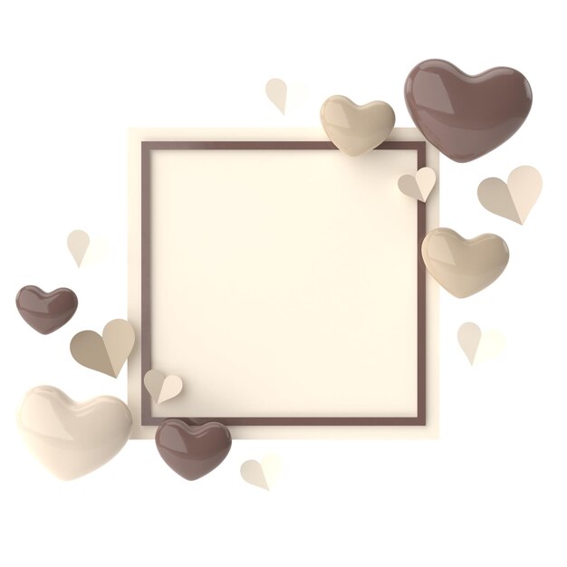 Photo valentine card heart frame 3d illustration