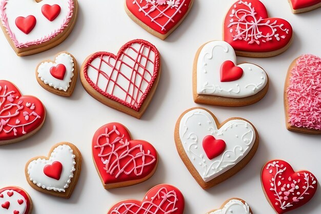 Valentine cookies in the shape of heart on white background