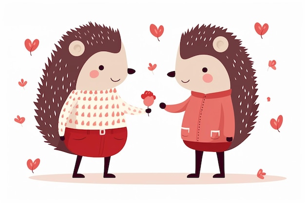 Photo valentine cute animal couple pack