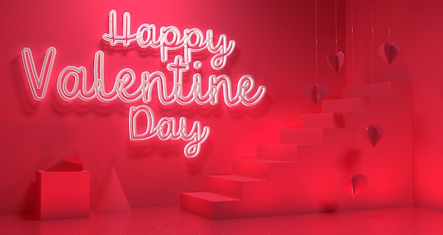 Valentine Day Banner Background. Geometrie 3D-rendering.