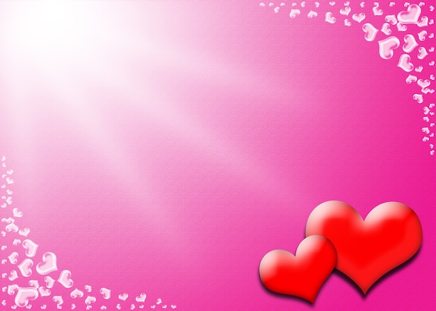 Valentine Day card, Heart frame on pink and white background, Indication of the bright beauty of love.