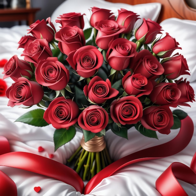 valentine day concept romantic composition with red roses gift boxes on dark background valen